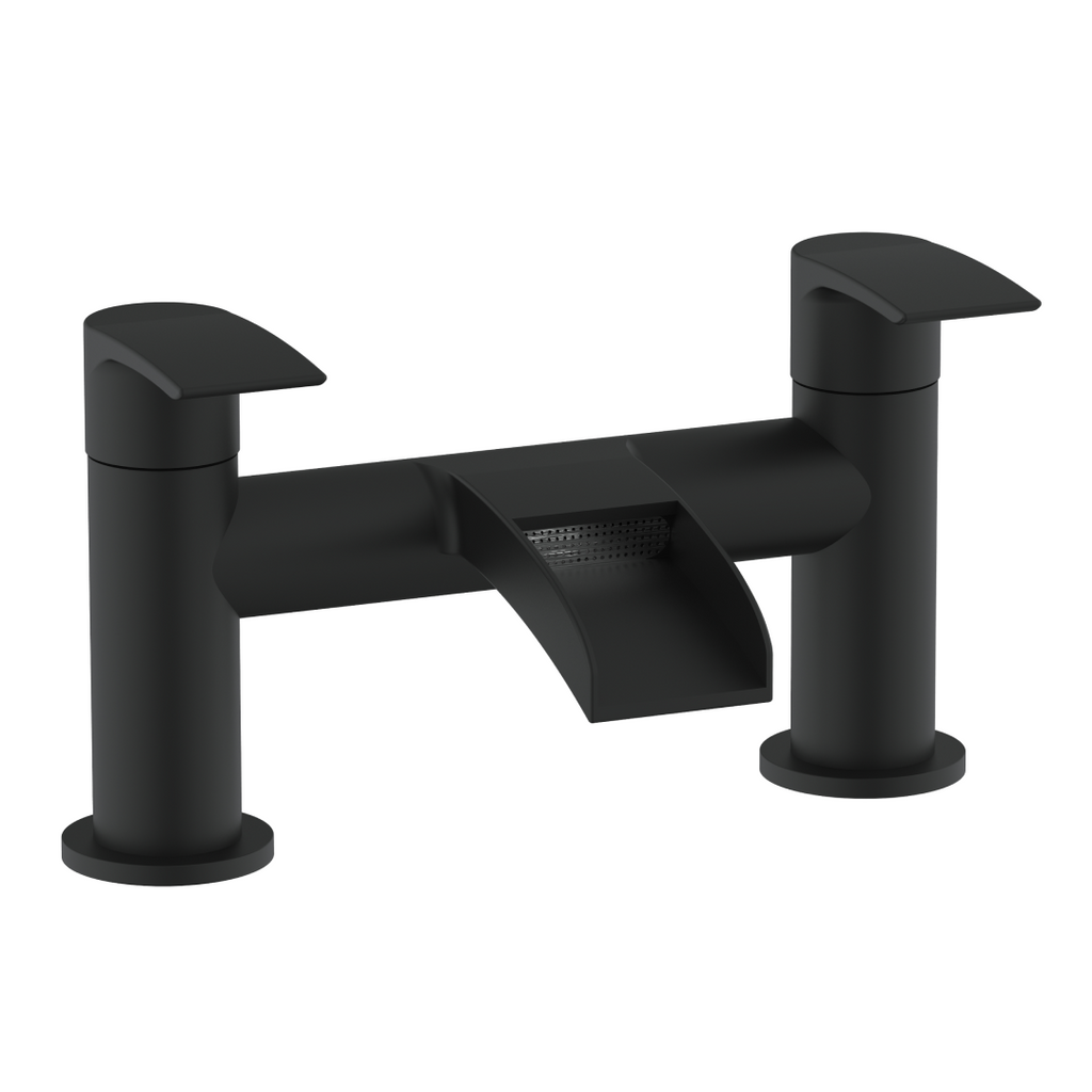 Symphony Round Waterfall Bath Filler Mixer Tap - Matt Black