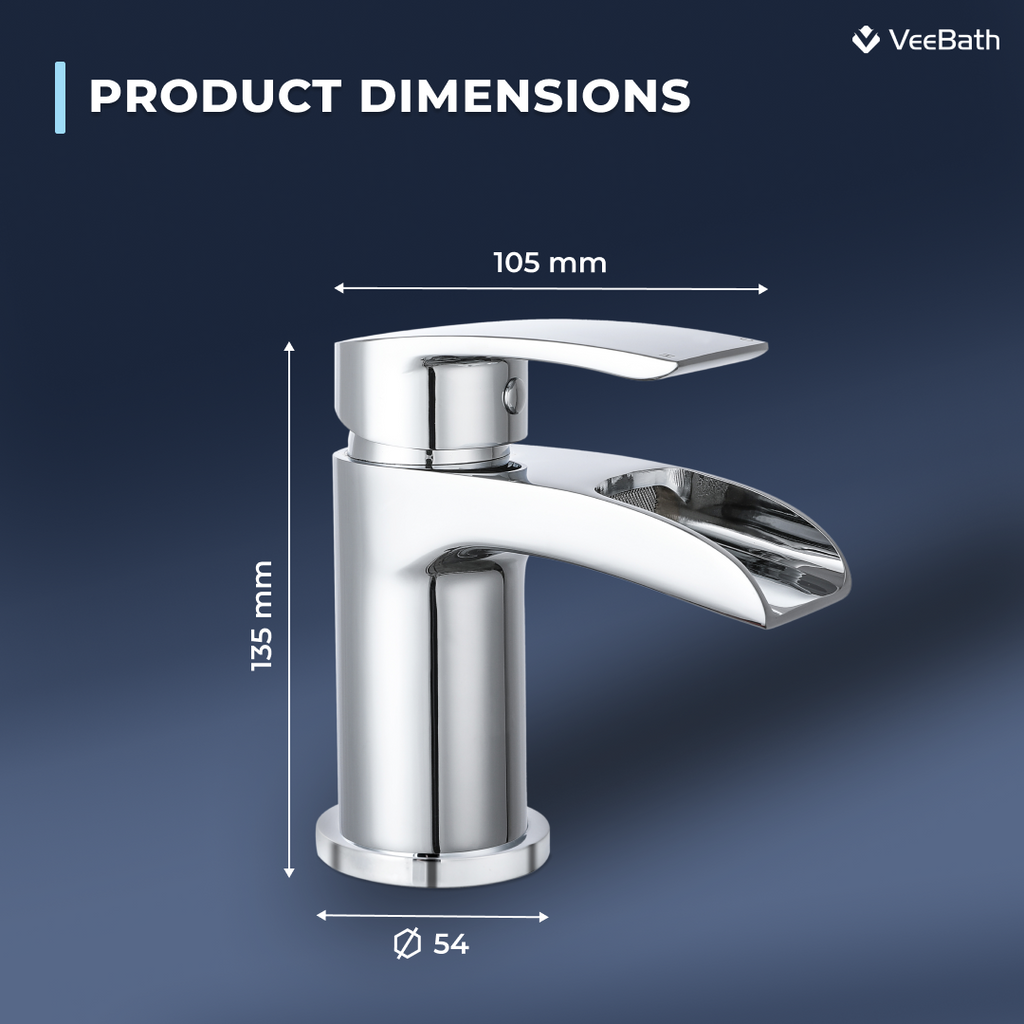 Symphony Round Waterfall Mono Basin Mixer Tap with Waste - Chrome