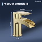 Symphony Round Waterfall Mono Basin Mixer Tap with Waste - Brushed Brass