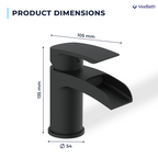 Symphony Round Waterfall Mono Basin Mixer Tap with Waste - Matt Black