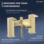 Trace Bath Shower Mixer Tap with Kit - Brushed Brass