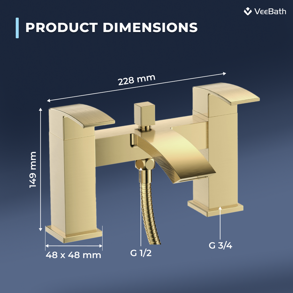 Trace Bath Shower Mixer Tap with Kit - Brushed Brass