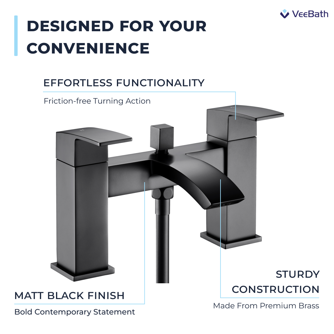 Trace Bath Shower Mixer Tap with Kit - Matt Black