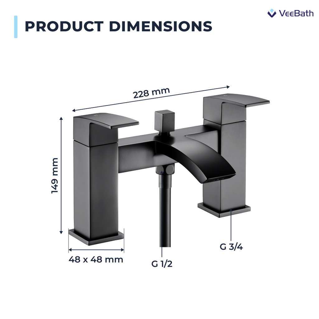 Trace Bath Shower Mixer Tap with Kit - Matt Black