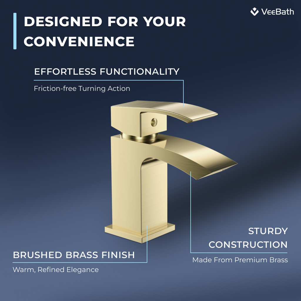 Trace Mono Basin Mixer Tap with Waste - Brushed Brass