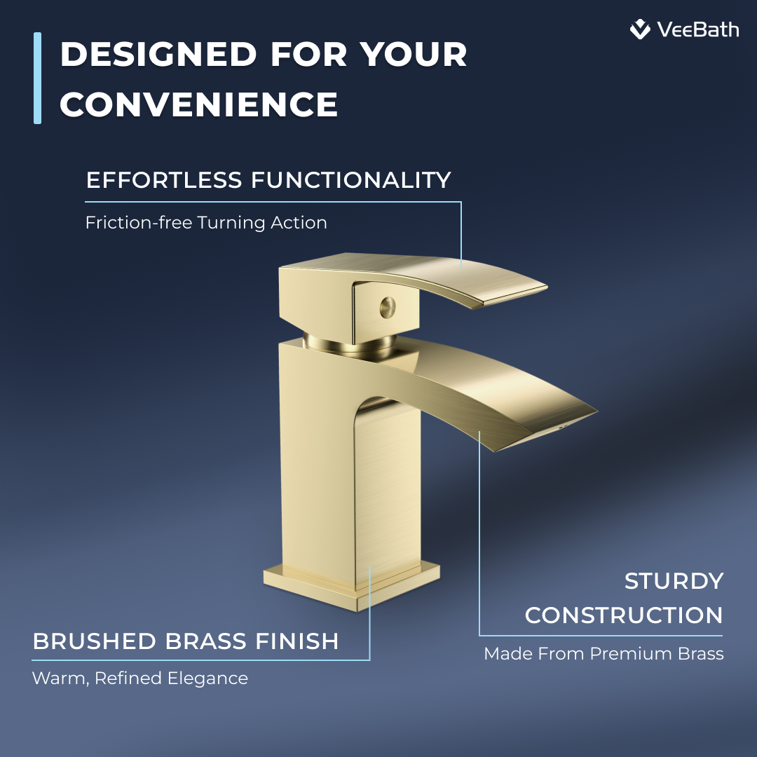 Trace Mono Basin Mixer Tap with Waste - Brushed Brass