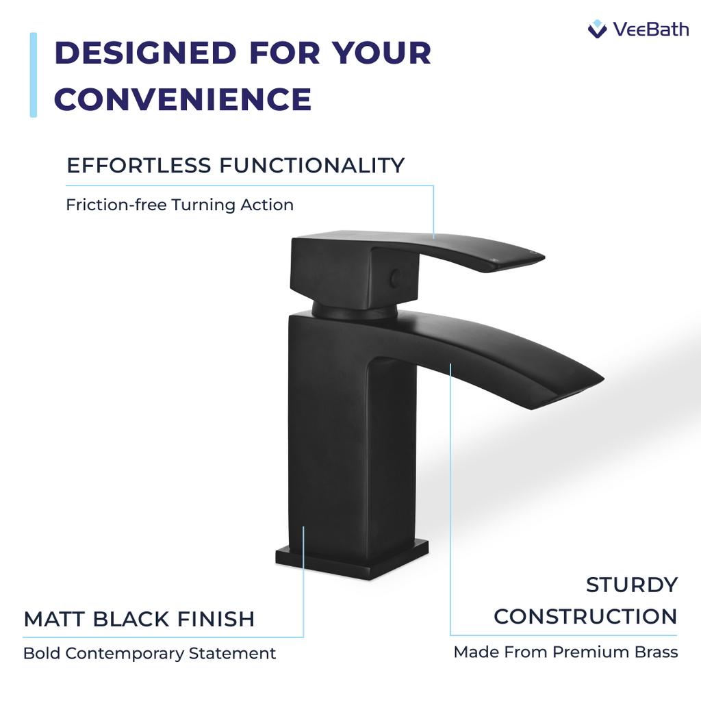 Trace Mono Basin Mixer Tap with Waste - Matt Black