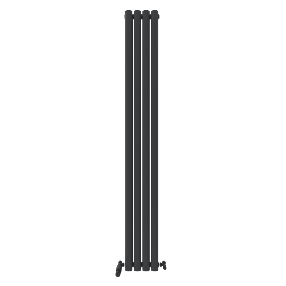 iBathUK Strata Vertical Double Panel Oval Radiator, Wall Mounted Designer Radiator, High Heat Output,Matt Anthracite, 1800 x 600mm
