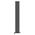 iBathUK Strata Vertical Double Panel Oval Radiator, Wall Mounted Designer Radiator, High Heat Output,Matt Anthracite, 1800 x 600mm