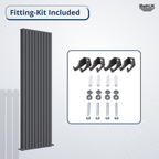 iBathUK Strata Vertical Double Panel Oval Radiator, Wall Mounted Designer Radiator, High Heat Output,Matt Anthracite, 1800 x 600mm