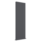 iBathUK Strata Vertical Double Panel Oval Radiator, Wall Mounted Designer Radiator, High Heat Output,Matt Anthracite, 1800 x 600mm