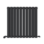 iBathUK Strata Horizontal Double Panel Oval Radiator, Wall Mounted Designer Radiator, High Heat Output, Matt Anthracite, 600 x 1440mm