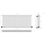iBathUK Strata Horizontal Double Panel Oval Radiator, Wall Mounted Designer Radiator, High Heat Output, Matt Anthracite, 600 x 1440mm