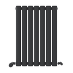 iBathUK Strata Horizontal Single Panel Oval Radiator, Wall Mounted Designer Radiator, High Heat Output, Matt White, 600 x 1440mm