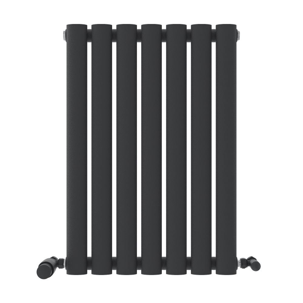 iBathUK Strata Horizontal Single Panel Oval Radiator, Wall Mounted Designer Radiator, High Heat Output, Matt White, 600 x 1440mm