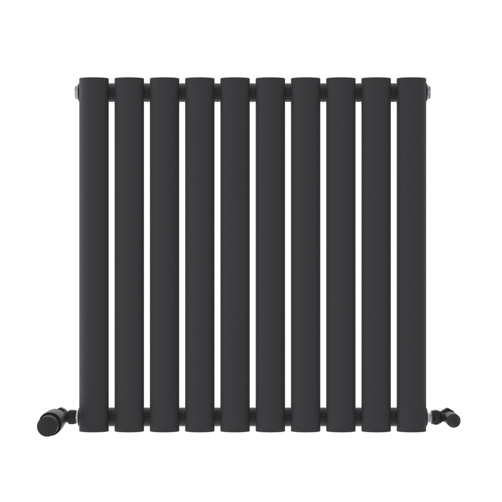 iBathUK Strata Horizontal Single Panel Oval Radiator, Wall Mounted Designer Radiator, High Heat Output, Matt White, 600 x 1440mm