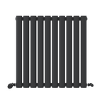 iBathUK Strata Horizontal Single Panel Oval Radiator, Wall Mounted Designer Radiator, High Heat Output, Matt White, 600 x 1440mm