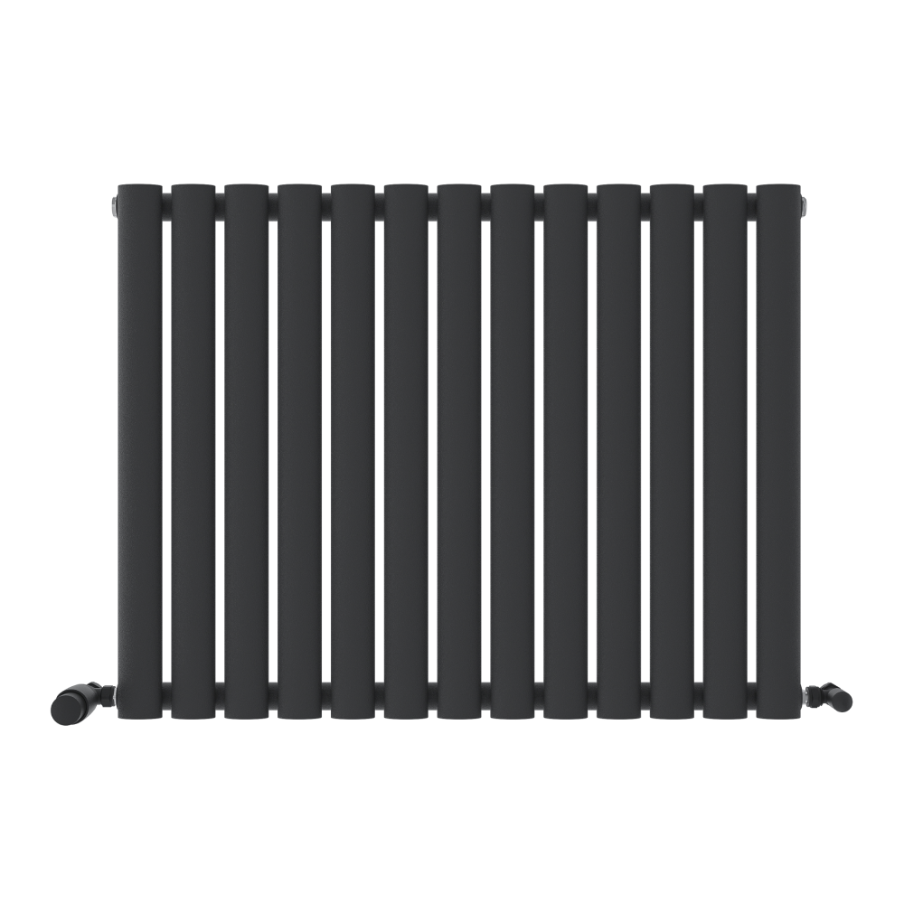 iBathUK Strata Horizontal Single Panel Oval Radiator, Wall Mounted Designer Radiator, High Heat Output, Matt White, 600 x 1440mm