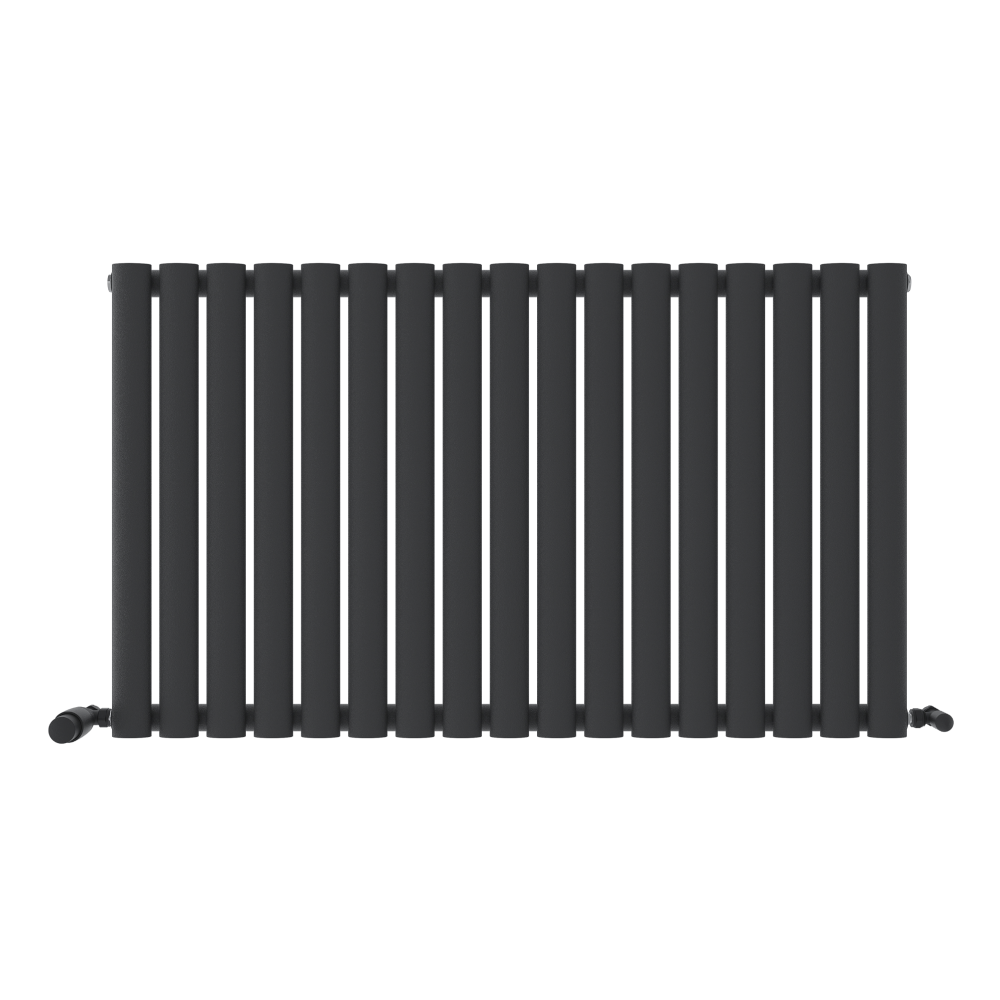 iBathUK Strata Horizontal Single Panel Oval Radiator, Wall Mounted Designer Radiator, High Heat Output, Matt White, 600 x 1440mm