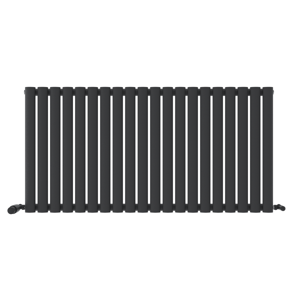 iBathUK Strata Horizontal Single Panel Oval Radiator, Wall Mounted Designer Radiator, High Heat Output, Matt White, 600 x 1440mm