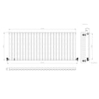 iBathUK Strata Horizontal Single Panel Oval Radiator, Wall Mounted Designer Radiator, High Heat Output, Matt White, 600 x 1440mm