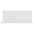 iBathUK Strata Horizontal Single Panel Oval Radiator, Wall Mounted Designer Radiator, High Heat Output, Matt White, 600 x 1440mm