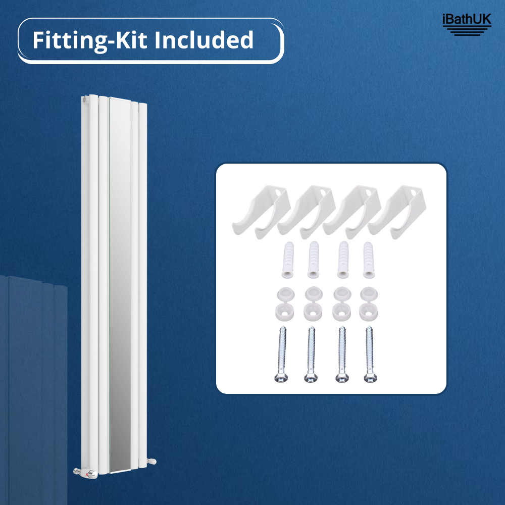 Princia White Double Panel Mirror Radiator - 1800 x 385mm