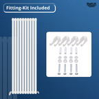iBathUK Strata Vertical Single Panel Oval Radiator, Wall Mounted Designer Radiator, High Heat Output, Matt White, 1800 x 600mm