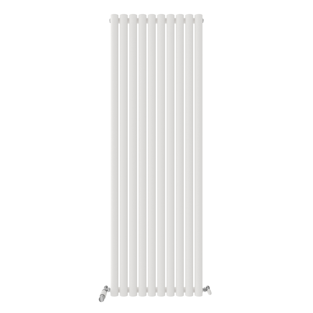 iBathUK Strata Vertical Single Panel Oval Radiator, Wall Mounted Designer Radiator, High Heat Output, Matt White, 1800 x 600mm
