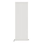 iBathUK Strata Vertical Single Panel Oval Radiator, Wall Mounted Designer Radiator, High Heat Output, Matt White, 1800 x 600mm