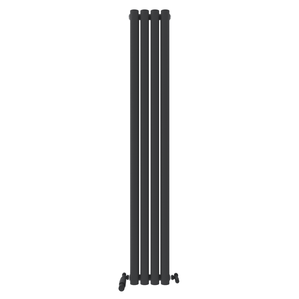 iBathUK Strata Vertical Double Panel Oval Radiator, Wall Mounted Designer Radiator, High Heat Output, Matt White, 1600 x 480mm