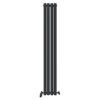 iBathUK Strata Vertical Double Panel Oval Radiator, Wall Mounted Designer Radiator, High Heat Output, Matt White, 1600 x 480mm