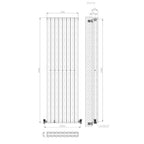 iBathUK Strata Vertical Double Panel Oval Radiator, Wall Mounted Designer Radiator, High Heat Output, Matt White, 1600 x 480mm