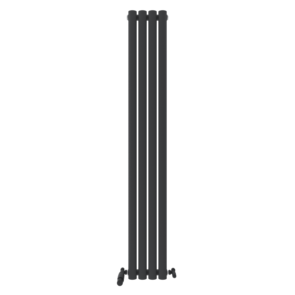 iBathUK Strata Vertical Single Panel Oval Radiator, Wall Mounted Designer Radiator, High Heat Output, Matt White, 1600 x 480mm