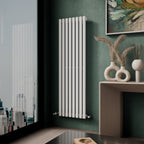 iBathUK Strata Vertical Single Panel Oval Radiator, Wall Mounted Designer Radiator, High Heat Output, Matt White, 1600 x 480mm