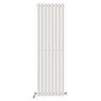 iBathUK Strata Vertical Single Panel Oval Radiator, Wall Mounted Designer Radiator, High Heat Output, Matt White, 1600 x 480mm