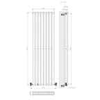 Princia Vertical Double Oval Panel Radiator White 1600 x 480mm + Angled Valve