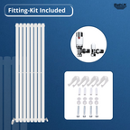 Princia Vertical Single Oval Panel Radiator White 1600 x 480mm + Angled Valve