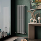 Princia Vertical Single Oval Panel Radiator White 1600 x 480mm + Angled Valve