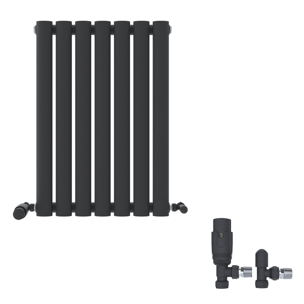 Princia Horizontal Single Oval Panel Radiator White 600 x 1440mm + Angled Valve