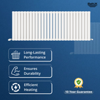 iBathUK Strata Horizontal Double Panel Oval Radiator, Wall Mounted Designer Radiator with Angled Valve, Matt White, 600 x 1620mm