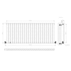 Princia Horizontal Single Oval Panel Radiator White 600 x 1440mm + Angled Valve