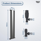 iBathUK Strata Princia Mirror Radiator, Vertical Single Panel, Angled Valve Included, Designer Radiator, Anthracite, 1800 x 385mm