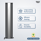 iBathUK Strata Princia Mirror Radiator, Vertical Single Panel, Angled Valve Included, Designer Radiator, Anthracite, 1800 x 385mm