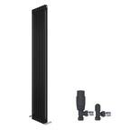 iBathUK Regency Vertical Traditional Wall Mounted 2 Column Designer Radiator with Angled Valve, Matt Anthracite 1800x560mm