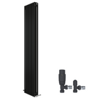 iBathUK Regency Vertical Traditional 3 Column Designer Radiator with Angled Valve, Matt Anthracite 1800x560mm
