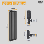 Anthracite 1800x560x70 two column Radiator + Angled Valve