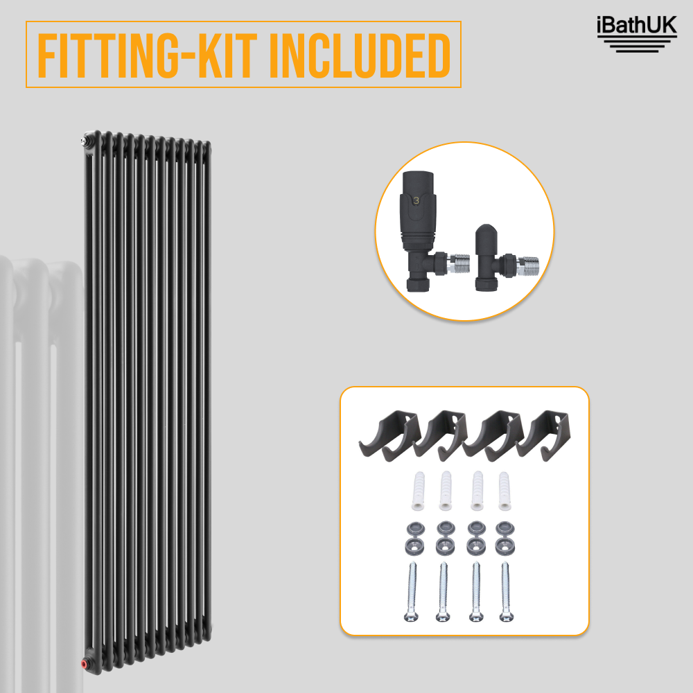 Anthracite 1800x560x70 two column Radiator + Angled Valve
