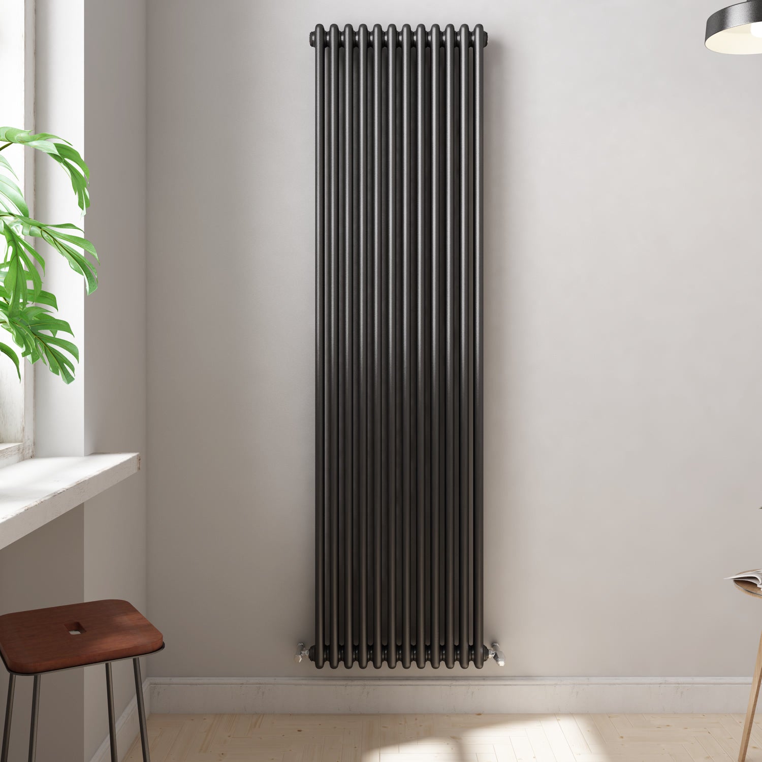 Anthracite 1800x560x70 two column Radiator + Angled Valve