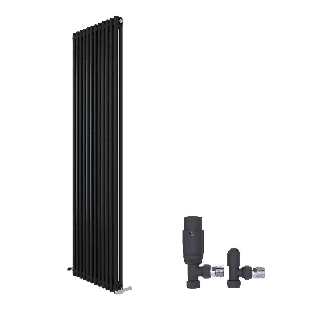 Anthracite 1800x560x70 two column Radiator + Angled Valve
